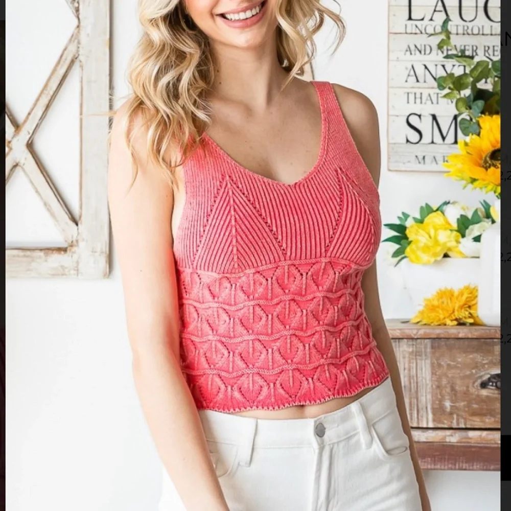 OLI AND HALI 🩶 Oli & Hali Mineral Wash Sweater Cami Tank Top Summer SR32A